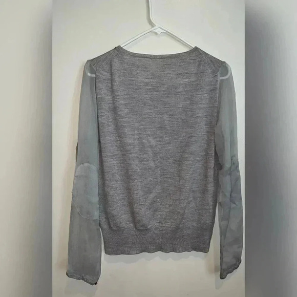 Girl. Band of Outsiders Wool Blouse With Sheer Sleeves - Picture 4 of 4